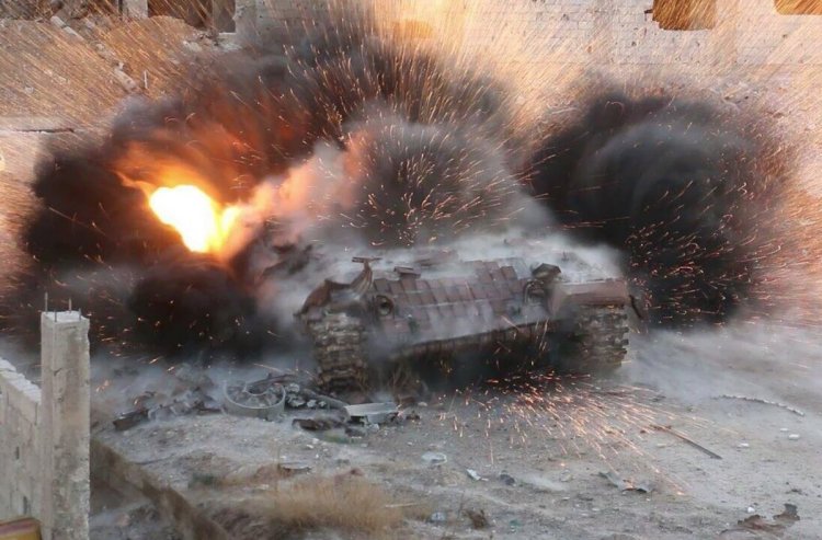 Syrian Army tank hit by explosives in Deraaya